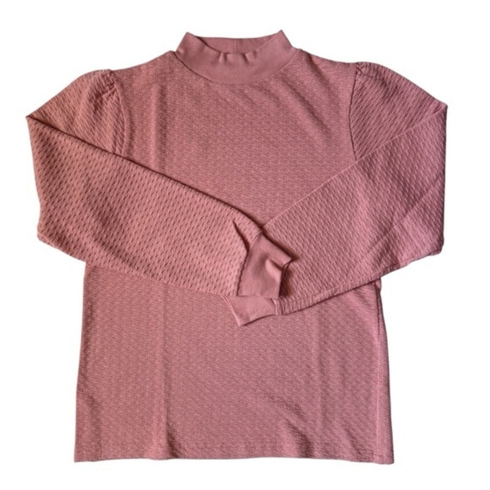 J.Crew Pointelle Mockneck Long Sleeve Knit Top Pink Small
